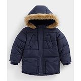 Mothercare Full Sleeves Solid Hooded Jacket - Navy Blue