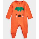 Mothercare Full Sleeves Face Printed Romper - Orange