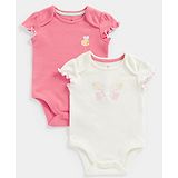 Mothercare Pack Of 2 Half Sleeves Butterfly & Bees Embroidered Onesies - Multi Colour