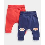 Mothercare Pack Of 2 Animal Patch Embroidered & Solid Joggers - Multi Colour