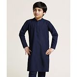 KISAH Full Sleeves Solid Kurta - Navy Blue