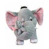 Tickles Mother Elephant with Two Babies Stuffed Soft Plush Animal Toy for Kids Birthday Gift (Length 32 cm Color: Grey)