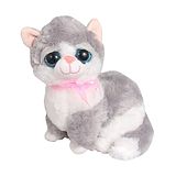 Tickles Cute Little Kitten Glitter Eye Soft Stuffed Plush Animal Toy for Kids Birthday Gift (Length 20 cm Color: Grey)