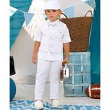 BAD BOYS Premium Cotton Dobby Full Sleeves Solid 3 Piece Party Suit Set - White