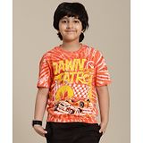 Kidsville Cotton Mattel Featuring Half Sleeves Hot Wheels Printed Tee - Orange & Yellow