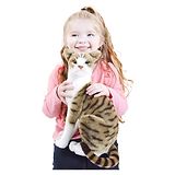 Tickles Cute Cat Soft Stuffed Plush Animal Toy for Kids Birthday Gift (Height 40 cm; Color: Grey & White)