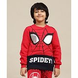 Kidsville Marvel Avengers Featuring Full Sleeves Spiderman Printed Sweatshirt - Red & Black