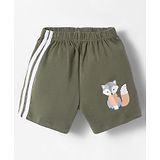 Tango Interlock Knit Knee Length Shorts with Fox Print - Olive Green