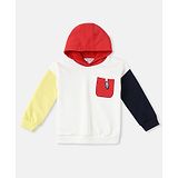 Nauti Nati Fleece Full Sleeves Color Block Sweatshirt - White