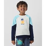 Nauti Nati Fleece Full Sleeves Cat Printed Sweatshirt - White