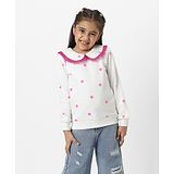 Nauti Nati Terry Full Sleeves Dots Printed Sweatshirt - White