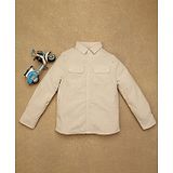 One Friday Woven Full Sleeves Ribbed Shirt - Off White