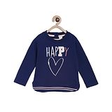 MINI KLUB Cotton Full Sleeves Happy Text Printed Sweatshirt - Navy Blue