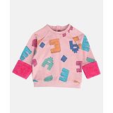 MINI KLUB Cotton Full Sleeves Blocks Printed Sweatshirt - Pink