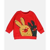 MINI KLUB Cotton Full Sleeves Animals Printed Sweatshirt - Red