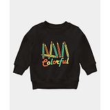 Luke and Lilly Cotton Full Sleeves Colourful Pencil Printed Sweatshirt - Navy Blue