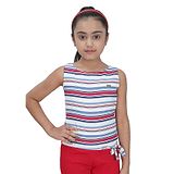 Tiny Girl Sleeveless Knot Detailed & Striped Top - Red