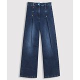 Tiny Girl Denim Button Embellished Jeans - Dark Blue