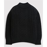 Tiny Girl Full Sleeves Self Designed Sweater - Black