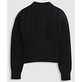 Tiny Girl Full Sleeves Self Designed Sweater - Black