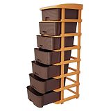 TEX-RO Plastic Modular Drawer Storage Chest Of Drawers Organizer Storage Box Large Stomo Racks For Multipurpose Antislip Shoes Organizers 7 Layer - Brown