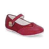 TUSKEY Floral Applique Detailed Velcro Closure Ballerinas - Maroon