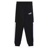 PUMA Cotton Logo Printed Colour Blocked Track Pants - Black