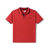 Pepe Jeans Cotton Knit Half Sleeves Solid Color Polo T-Shirt - Red