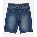 Pepe Jeans Above Knee Length Washed Shorts - Light Blue