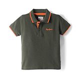 Pepe Jeans Cotton Knit Half Sleeves Solid Polo T-Shirt - Olive Green