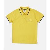 Pepe Jeans Cotton Knit Half Sleeves Solid Polo T-Shirt - Yellow