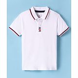 Pepe Jeans Cotton Knit Half Sleeves Solid Color Polo T-Shirt - Off White