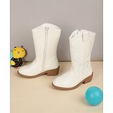 TRUFFLE COLLECTION Leaves Designed Zipper Boots - White