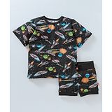 Nino Bambino Space Print Tee & Shorts Night Set - Black