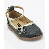 Cute Walk by Babyhug Party Wear Belly Shoes Butterfly Motif - Navy Blue