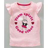 Fox Baby Cap Sleeves Top Bunny Print - Light Pink