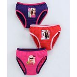 Red Rose Panties Barbie Print Panties Pack Of 3 - Pink Red & Purple