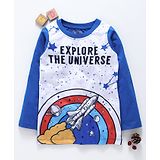 Eteenz Full Sleeves T-Shirt Universe Print - Blue