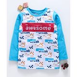 Eteenz Full Sleeves T-Shirt Awesome Print - Teal Blue