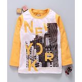 Eteenz Full Sleeves T-Shirt New York Print - Yellow