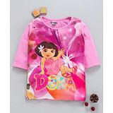 Eteenz Three Fourth Sleeves Top Dora Print - Pink