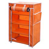 Fabura Multipurpose Rack With 4 Compartments & Cover - Orange