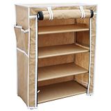 Fabura Multipurpose Rack With 4 Compartments And Cover - Beige