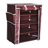 Fabura Multipurpose Rack With 4 Compartments And Cover - Maroon