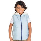 Cherry Crumble By Nitt Hyman Cherry Crumble by Nitt Hyman Solid Sleeveless Hooded Reversible Jacket - Blue & Off White