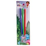 Dora Velvet Coated Pencils with Sharpener & Eraser Red Green - 3 Pieces (Colour May Vary)