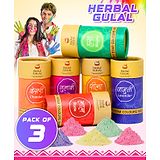 Fiddlerz Herbal Holi Gulal Bottles Pack of 3 - 80 gm Each (Color May Vary)