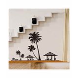 Oren Empower Beach Side Palm Tree & Resort DIY Large Wall Sticker - Black