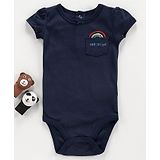 Fox Baby Short Sleeves Solid Onesie - Navy Blue