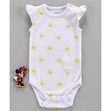 Fox Baby Cap Sleeves Onesie Sun Print - White